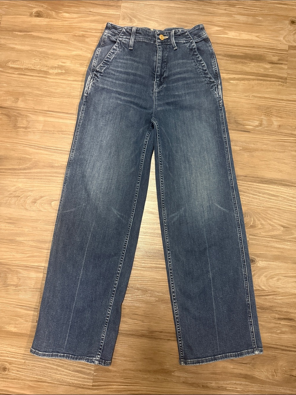 MOTHER The Major Zip Flood Wide Leg Jeans 24 Electric Souvenir $238 - Picture 2 of 12